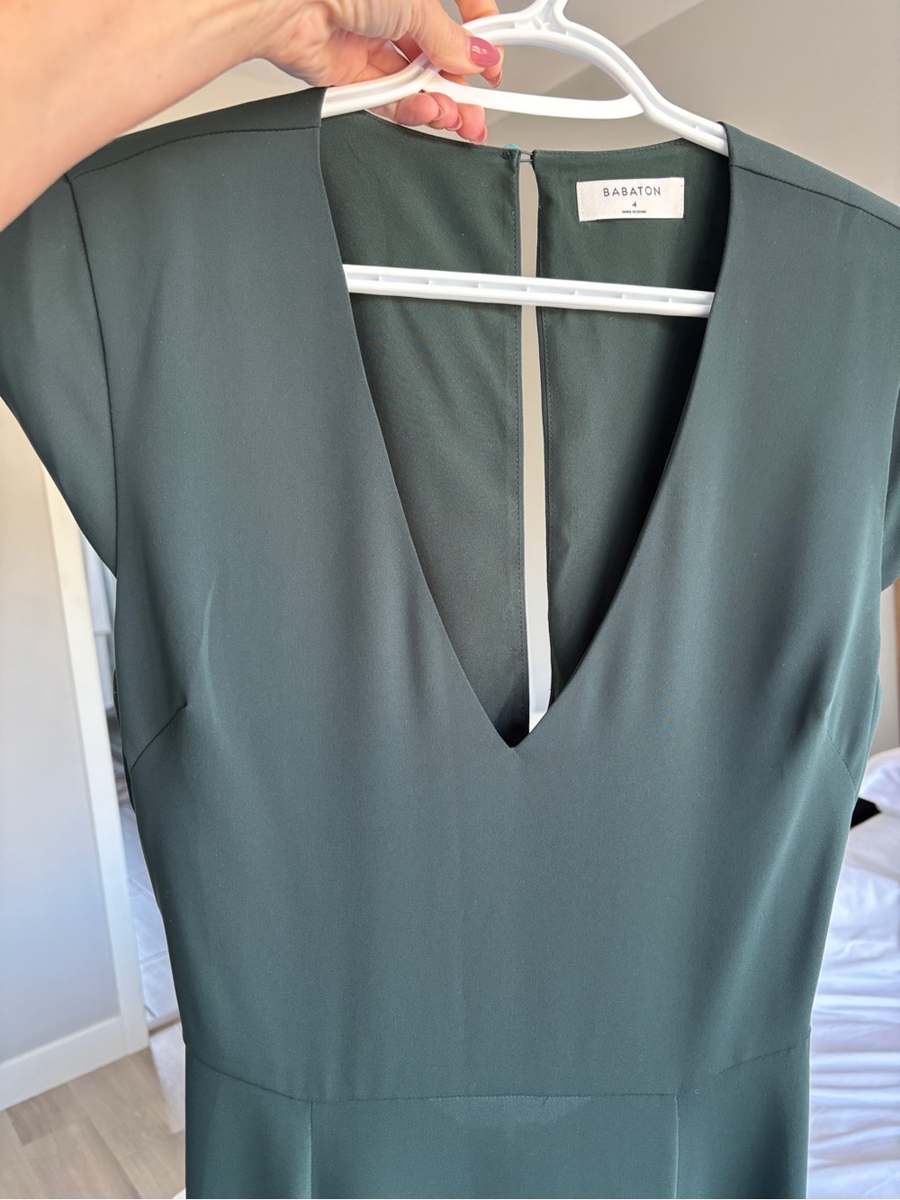 Babaton Forest Green V-Neck Cap-Sleeve Maxi Dress (Hamptons)